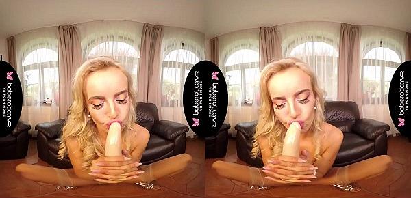  Solo blonde lady, Victoria Pure is masturbating, in VR